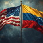 Flags of the United States and Venezuela displayed side by side, representing diplomatic and political relations