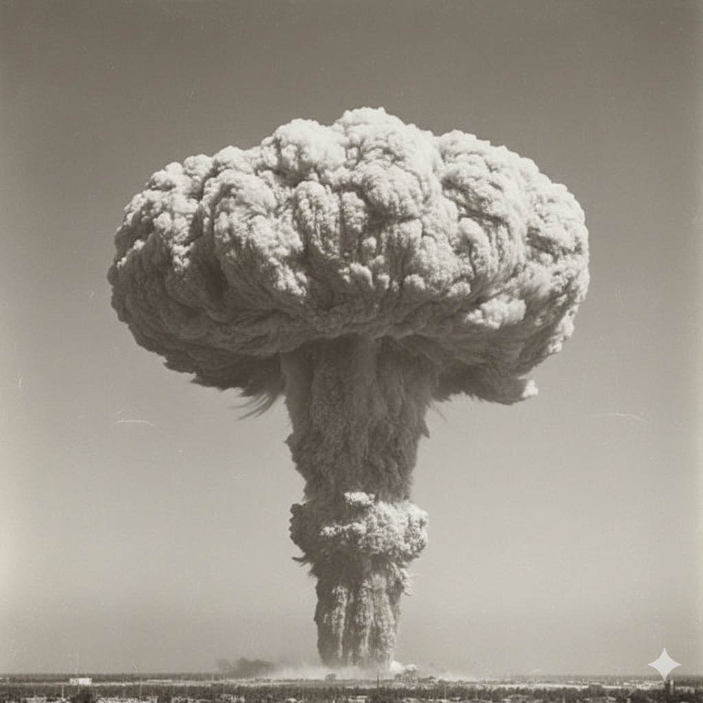 Hiroshima atomic bomb mushroom cloud in 1945

