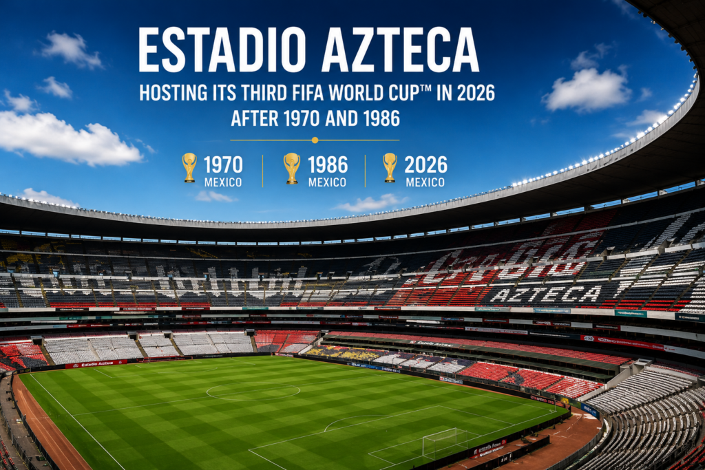 Estadio Azteca Mexico City hosting its third FIFA World Cup in 2026