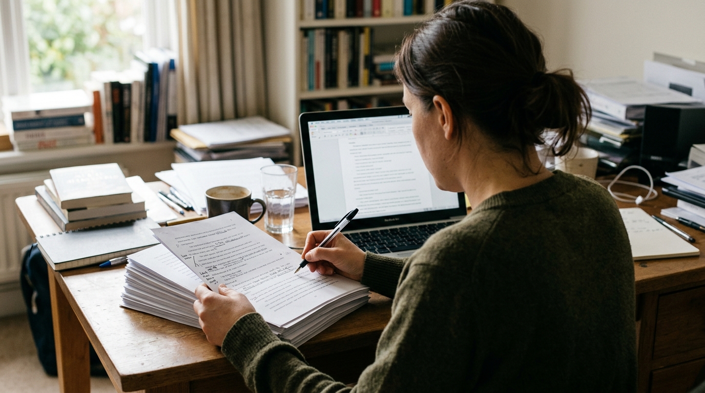 freelancer delivering a finished content package to a client