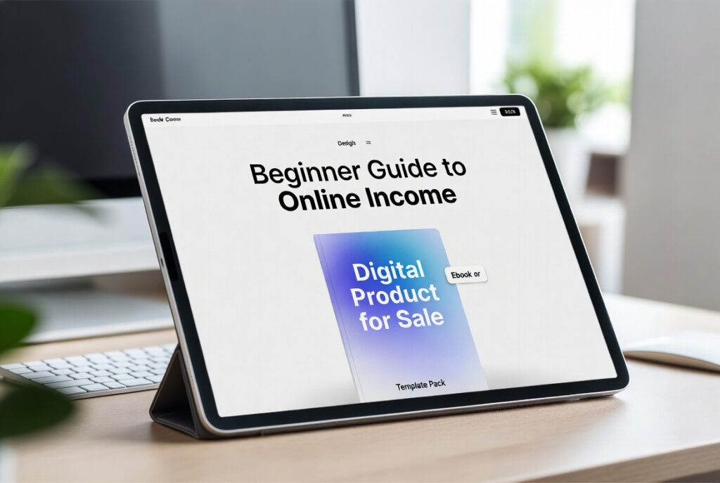person creating a digital product to sell and make money online