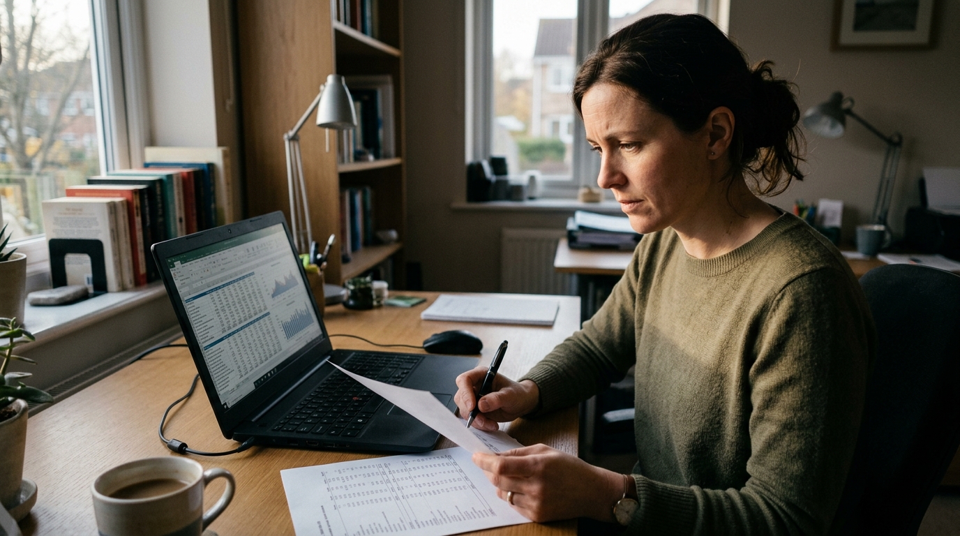 analysing official government business revenue data on a laptop