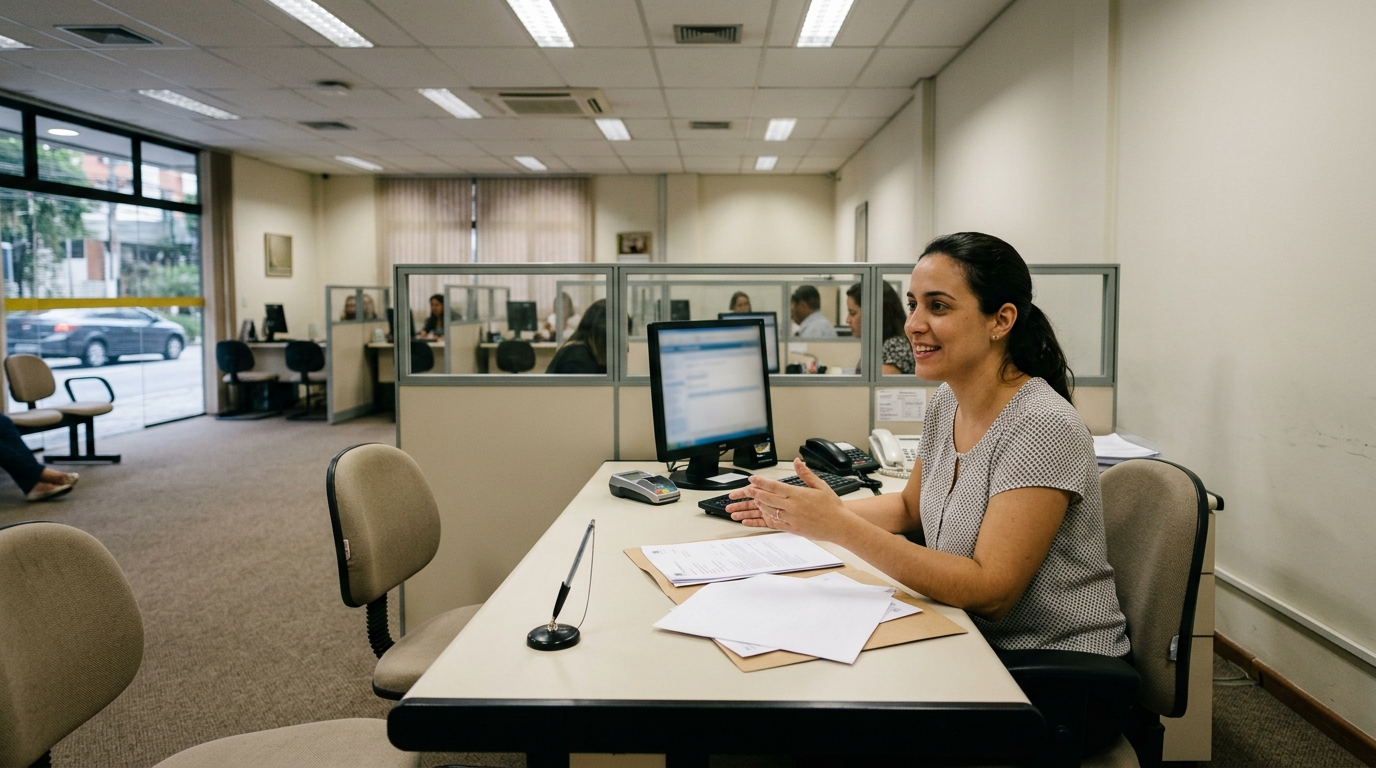 small business owner reviewing financing options at a bank