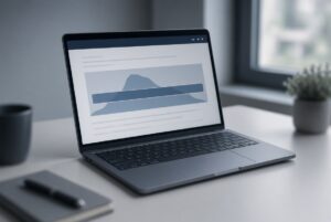 Laptop screen showing an AI detector accuracy result on a written document