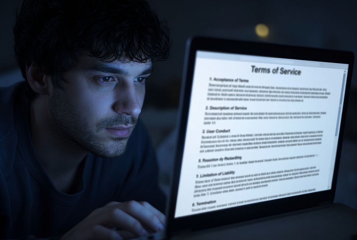 Reading the commercial use terms of an AI tool before publishing